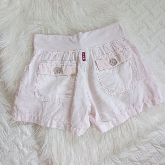 {Hard Tail} Slouchy Cargo Linen Short in pale pink. - Picture 6 of 6